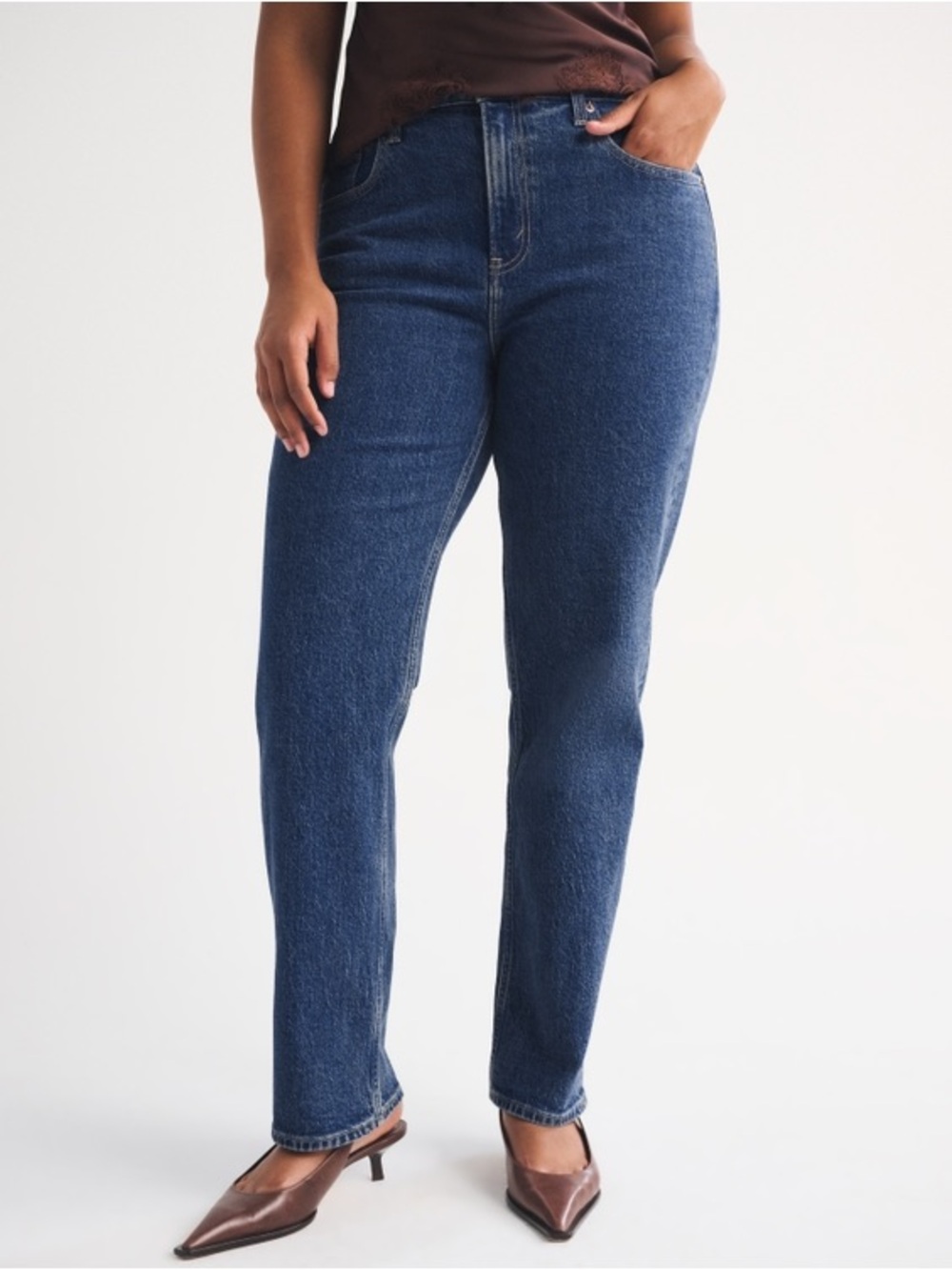 Abercrombie & Fitch Curve Love Ultra High Rise Ankle Straight Denim Jeans